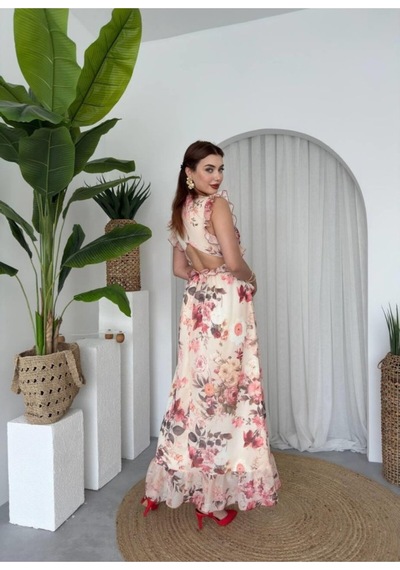 Butik İstanbul Rıth Midi Elbise Çi Çek Desen