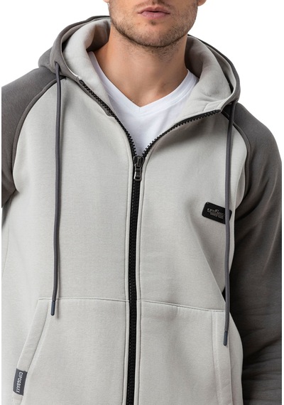 Cipo & Baxx Erkek Kapüşonlu Regular Fit Renk Bloklu Sweatshirt Cl579 Gri