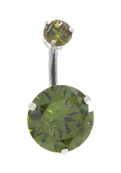 Ferizz 316l Çelik Yeşil Zirkon Taşlı Piercing Prc-110 Gümüş