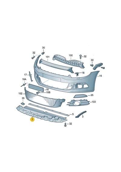 VW Scirocco 2009-14 Ön Tampon Altı Spoyleri Muhafazası 1K8805903B