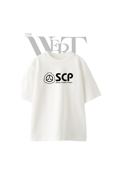 Thewert Scp Foundation Tasarım Baskılı Ünisex Beyaz Oversize T-shirt