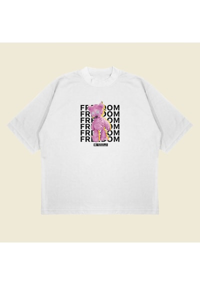 Startmore Pink Anarchy Baskılı Oversize Unisex Pamuklu Nefes Alan Kalın Kumaşlı Beyaz