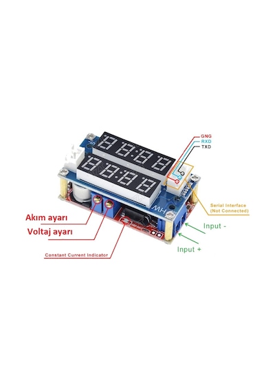 Robotiko-Xl4015 5A Amper Ve Voltaj Ayarlı Ekranlı Voltaj Düşürücü Modül