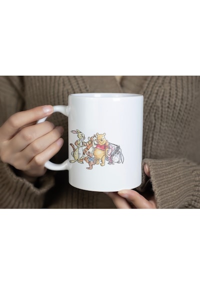 Winnie The Pooh Tasarım Dostluk Temalı Kupa Bardak Dosta, Arkadaşa, Sevgiliye Hediye Bardak Beyaz