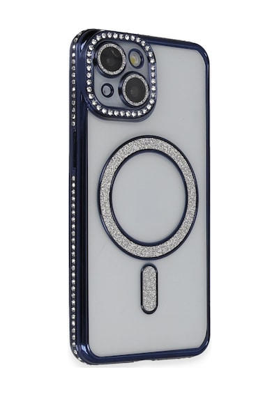 Apple iPhone  Uyumlu-  14 Kılıf Joke Simli Magneticsafe Kılıf - Lacivert