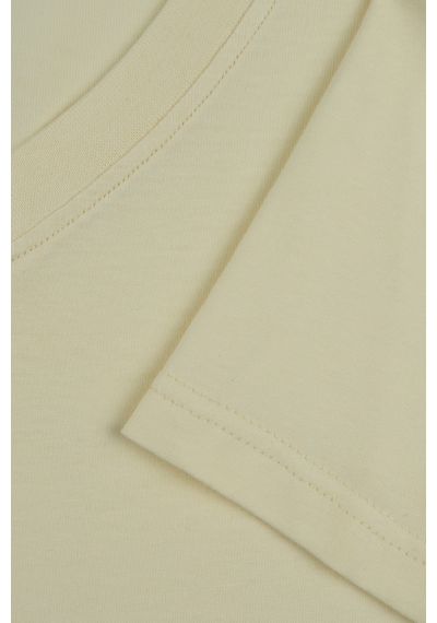 Goffra Kadın Vision V Yaka Premium Kalite Yoğun Dokulu Pamuklu T-shirt Sarı W102-r0220-03
