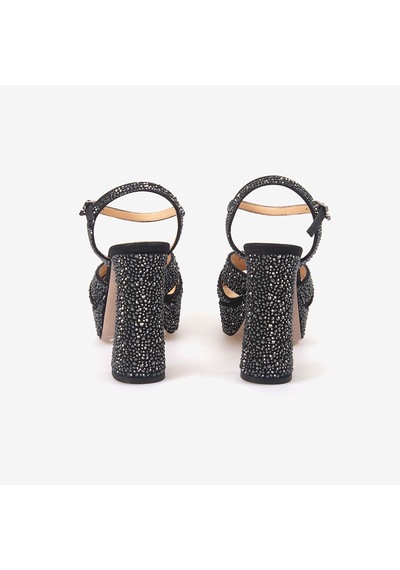 Hawen Angels Kadın Saten 12,5 Cm Platform Topuklu Taşlı Gece & Abiye Ayakkabı 380-75 siyah