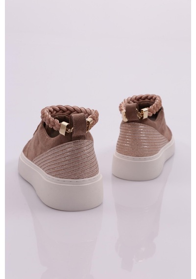 Dgn Es851 Kadin Kalin Taban Halhal Detayli Silver Taşli Sneakers Ayakkabi ES851-2007-R1920 Vizon Dgn Es851 Kadin Kalin Taban Halhal Detayli Silver Taşli Sneakers Ayakkabi ES851-2007-R1920 Vizon