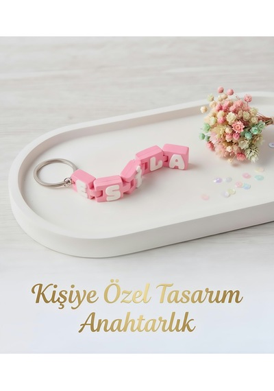 Kişiye Özel İsimli Blok Anahtarlık Çok Renk