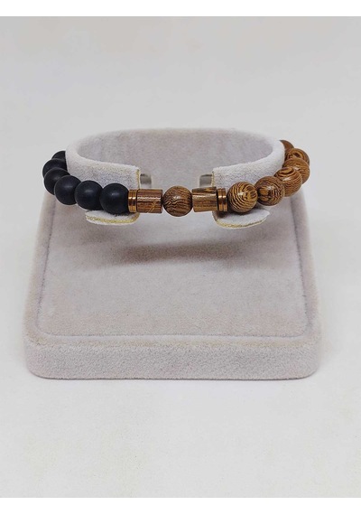 Venge Ağacı & Oniks Taşı 8mm Unisex Tasarım Bileklik Hawaii Model Çok Renkli