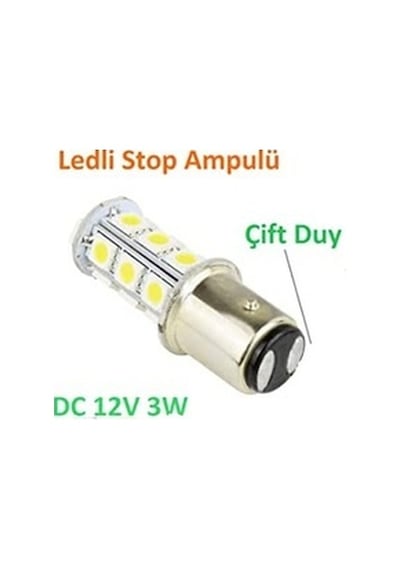 Çakar Ledli Stop Ampulü Çift-duy Fren Lambası 18 Led Şaşı Tırnak