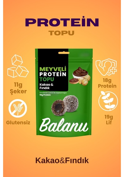 Meyveli Kakaolu & Fındıklı Protein Topları 110gr X3 Adet