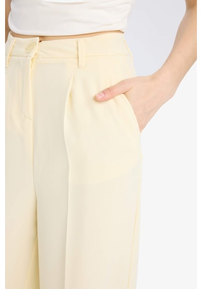 DeFacto Wide Leg Krep Kumaş Palazzo Pantolon Cepli Yüksek Bel Uzun Boy Geniş Paça F0083AX25SMYL504