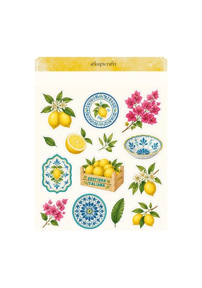 5 Sayfa Akdeniz Esintisi - İtalya Sticker Seti Ajanda Scrapbook Journal Etiket - 931269515 Diğer