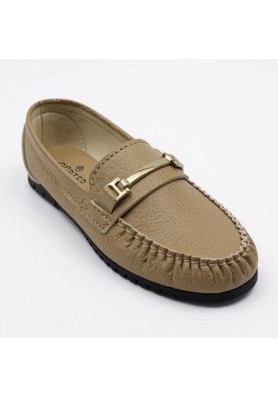 Dosa Shoes Kadın Babet Taba Zincir Tokalı Hafif Rahat Taban Şık Günlük Ayakkabı Vizon