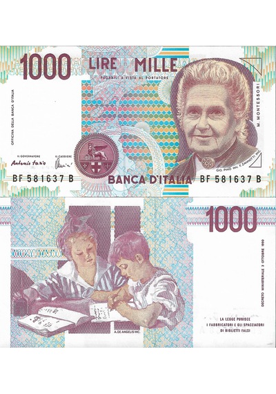 Italya 1990 Yılı 1000 Lire Yabancı Kağıt Para Çil Unc Koleksiyon Para