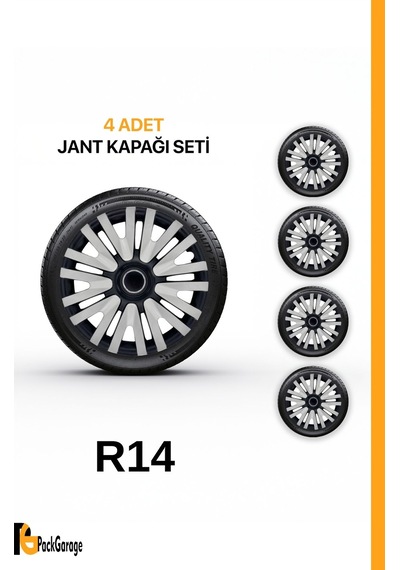Volkswagen Up Club 14'' İnç Jant Kapağı 4 Adet Siyah Gri C107