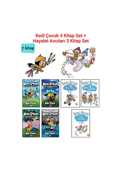 Kedi Çocuk Çizgi Roman Kulübü 4 Kitap Hayalet Avcıları 3 Kitap, 7 Kitap Set