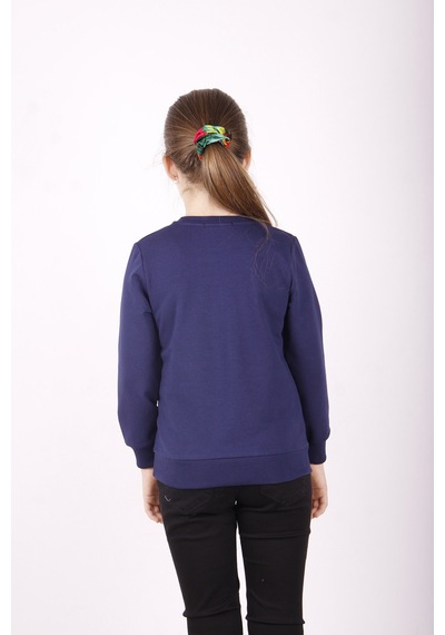 Toontoy Kız Çocuk Şapkası 3d Baskılı Sweatshirt Lacivert