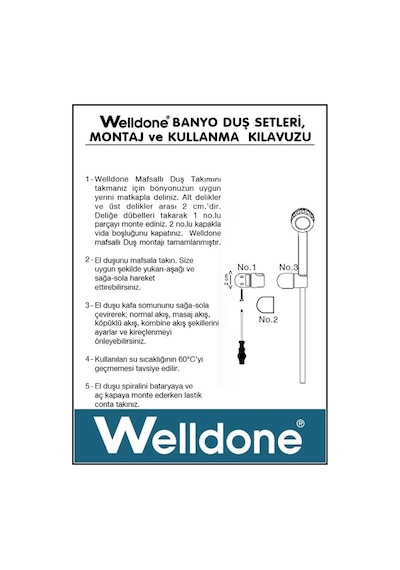 Welldone Prestij Mafsallı Duş Seti Beyaz