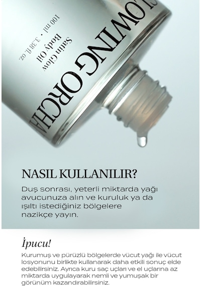 Yapışkanlık Hissi Bırakmayan Saten Bitişli Vücut Yağı Kundal Satın Glow Body Oil Glowing Orchard