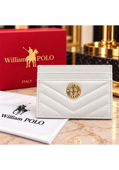Williampolo Anka Hakiki Deri Unisex Kartlık-ince Tasarım Beyaz