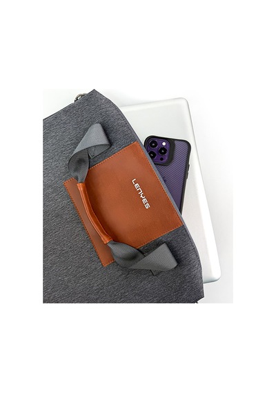 Lenyes Lb544 15-16 İnç Su Geçirmez Laptop Çantası Rambler Serisi Polyester Kumaş Gri