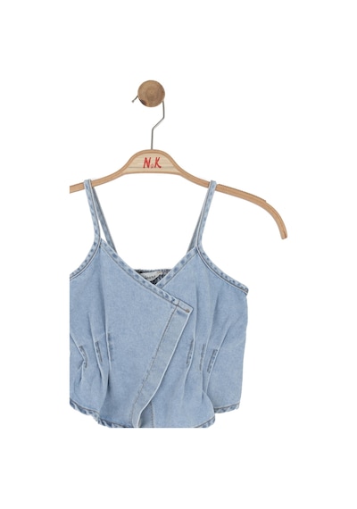 Kız Çocuk Önü Düğmeli Crop Nk-31700 Açık Mavi