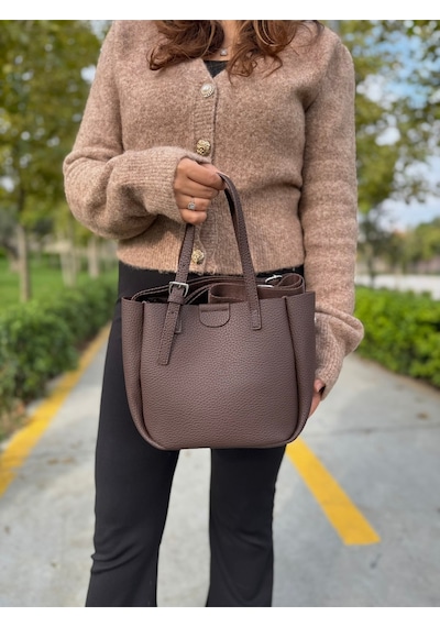 Just Polo Lüks Tasarım 3 Bölmeli Yumuşak Deri Lüks Ve Şık Dokunuş El & Omuz Çantası Shoulder Bag Kahverengi