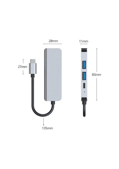 4 İn 1 Type-c To Hdmi 4k Usb 3.0 Dönüştürücü Adaptör