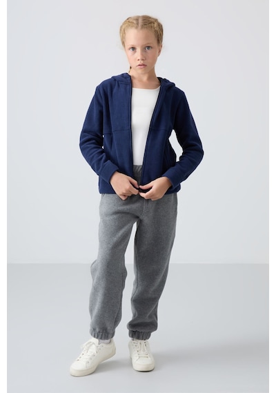 Standart Fit Kapüşonlu 2li Paket İndigo-fiesta Kız Çocuk Sweatshirt - 75152 Kırmızı - Mavi