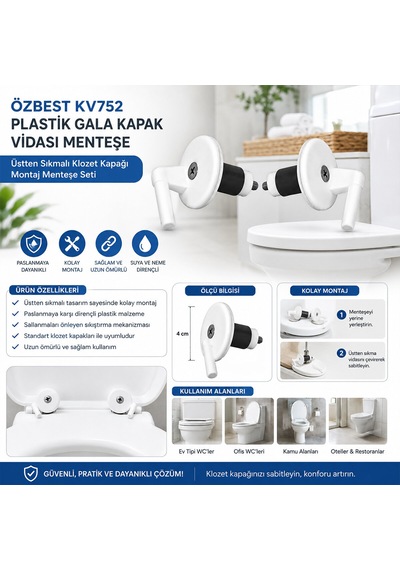 2pcs Üstten Sıkmalı Plastik Klozet Kapak Menteşesi Vidası Çr