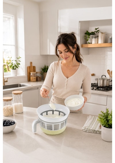 Rüya Chef 3 Litre Yoğurt Süzme Kabı Süzme Yoğurt, Peynir Ve Labne Yapma Kabı Kapaklı Vp-147 Diğer