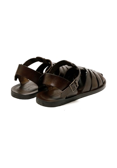 The Sandals Factory Sandalet Erkek M7533 The Sandals Factory Leather Upper Dark Brown Dark Brown