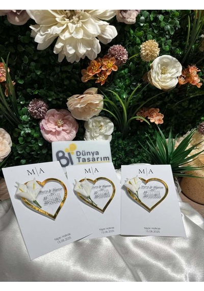Uv Baskı Pleksi Magnet Söz, Nişan, Nikah, Düğün, Kına 15 Adet Ahşap Renkli