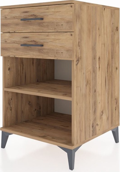 Kronos Komodin Tek Raflı 2 Çekmeceli 60x59x96 Çam-çam Çam