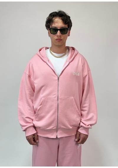 Zaee İnce Kumaş Nakışlı Oversize Premium Zip Hoodie Çok Renkli