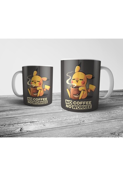 Pixxa Pokemon Pikachu No Coffee No Workee Kupa Bardak Model 1