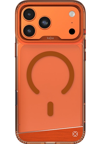 Apple Uyumlu iPhone 17 Pro Kılıf M-safeli Airbagli O-ring Şeffaf Kajsa Trans Alüminyum Shield Kapak Turuncu Turuncu