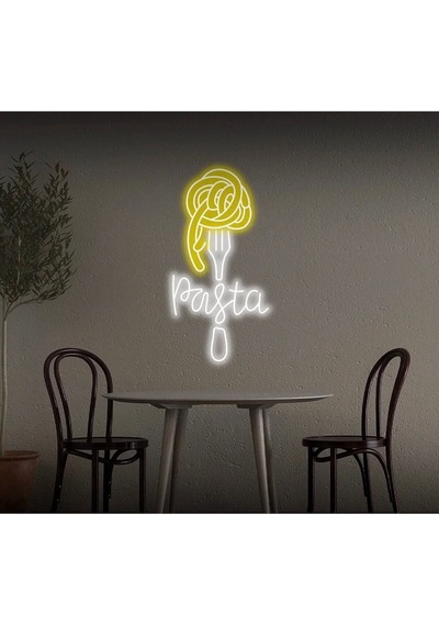 Pasta Yazılı Ve Şekilli Neon Tabela Beyaz