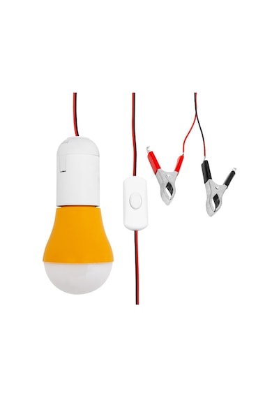4 Metre Kablolu, Akü Maşalı, 12 Volt, 10 Watt, Beyaz 6500k, Led Ampul, Dc 12 Volt Aküler İçin , Kamp, Karavan, Tekne, 1 Adet,