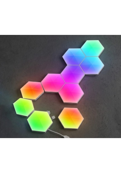 Zoko Led Altıgen 10 Parça Sese Duyatlı Duvar Led Dekor Beyaz