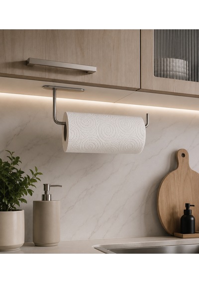 Kağıt Havluluk, El Yapımı Havlu Askısı, Mutfak Ve Banyo Aksesuarları, Ömürlük 304 Paslanmaz Çelik Gümüş