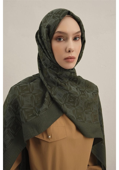 Armine Lyocell Naia Kare Monogram Şal 6 54 Haki