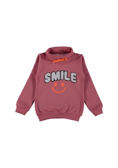 Milenawear By Milena Kız Çocuk Smile Baskı Sweatshırt Nar Çiçeği