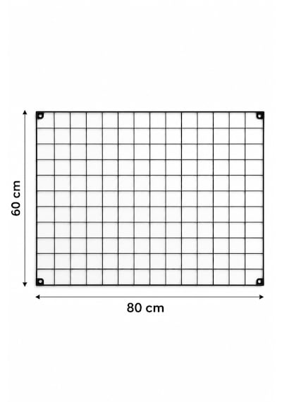 Mooly 60x80 Cm Siyah Metal Tel Pano, Fotoğraf Askısı, 4 Adet Montaj Hediyeli