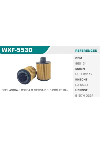 WINKEL WXF-553D Yağ Filtresi 500 X 14- Linea Egea Doblo 10- Fiorino 09- Freemont 11- Bravo Grande Punto 05- Yağ Filtresi 37877991