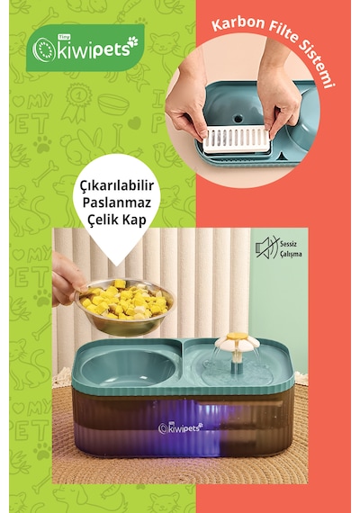 Kiwi Pets Kpf-10548 Mama Kabı Ve Otomatik Evcil Hayvan Su Çeşmesi