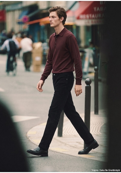 Ramsey Siyah Dokuma Regular Fit Kadife Casual Pamuk Karışımlı Pantolon