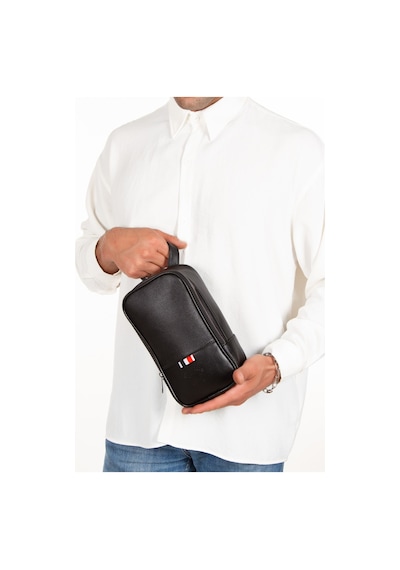 Newish Polo Erkek Deri Portföy Clutch Traş Kozmetik Bakım Ve Günlük El Çantası New168 Siyah